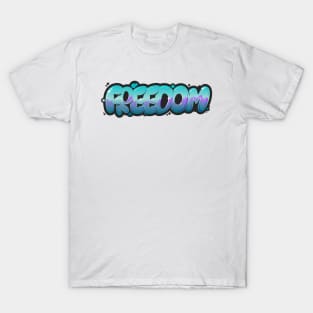 Blue "Freedom" graffiti T-Shirt